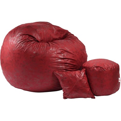 PUFRELAX Комплект, Барбарон, с табуретка за крака и декоративна възглавница, 700л. King Size, Cranberry, Перящ се калъф, Трансформира се в легло, Пълнеж с микс от мемори пяна и дунапрен, Гама Premium, 8457 (PUF-M-KOP-PT-CRB)