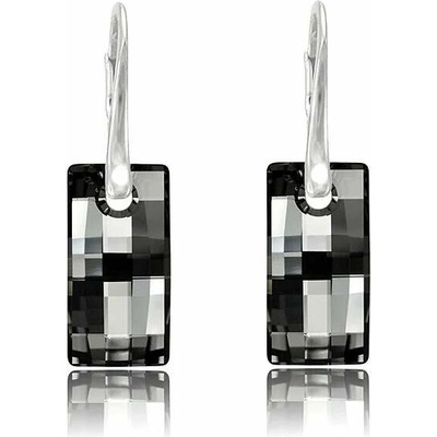 Swarovski Elements Urban krystal 20 mm Stříbrné náušnice visací šedo černé obdélníky 31278.5