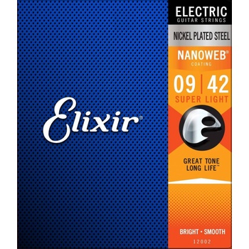Elixir 16540 Nanoweb Super Light 9-42 3 Pack Set Electric Strings