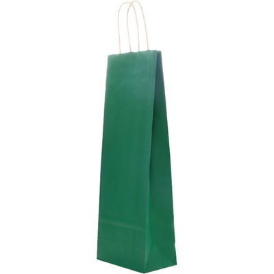 Papírová taška na víno 140x80x390 mm tmavě zelená / kroucené ucho