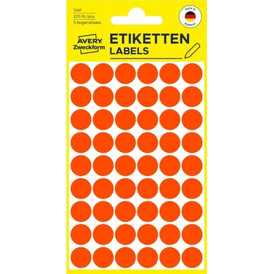 Avery Zweckform 3147 Samolepící kolečka 12 mm 270 ks neonově červené