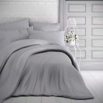 Kvalitex satén Luxury Collecton svetlo šedé s prúžkom 45 x 60 cm