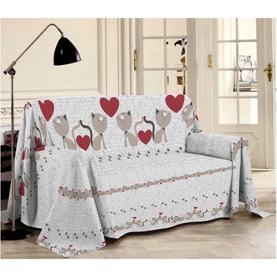 Piquet bavlnená prikrývka/Pléd Mačiatka béžová Made in Italy Béžová 260x280