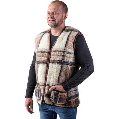 decoDoma pánská vesta z ovčí vlny káro – Sleviste.cz