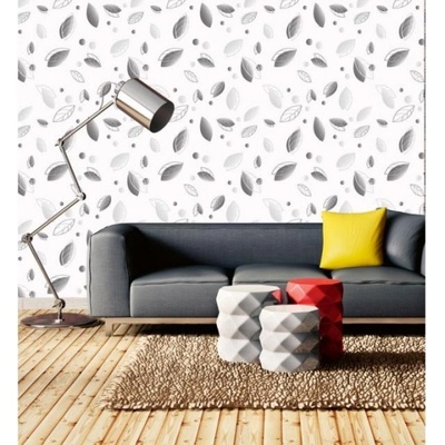DIMEX ART Луксозна флизелинова тапета сиви падащи листа