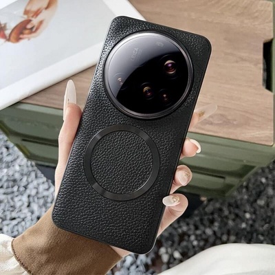 GKK Magsafe Кожен Калъф за Xiaomi 15 Ultra, Leather Case, Черен (5966011448882)
