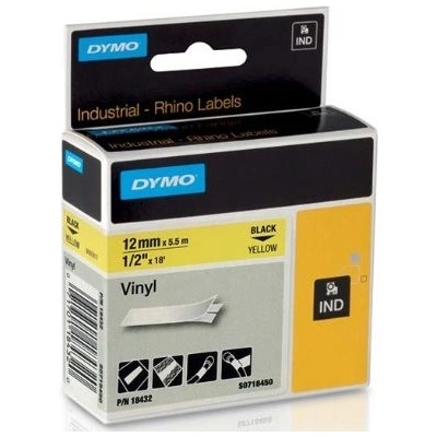 páska DYMO 18432 PROFI D1 RHINO Black On Yellow Vinyl Tape (12mm) (S0718450)