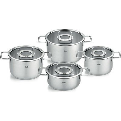 Fissler Súprava hrncov PURE, sklenené pokrievky na hrniec, sada 4 ks, strieborná, nerezová oceľ