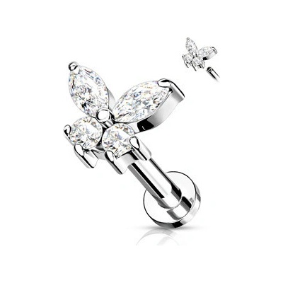Šperky4U Labreta helix tragus piercing motýlek LB0023C-1206
