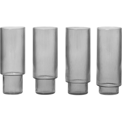 Ferm LIVING Poháre na long drink Ripple dymové 4 x 300 ml