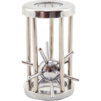 Hlavolam ježek v kleci kovový chromovaný 4,5 x7,5 cm