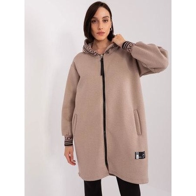 Relevance Tmavě dlouhá mikina na zip s kapucí rv-bl-9225.96p-dark beige béžová