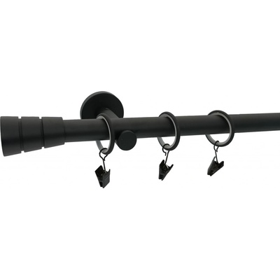 KovovégarnýžeCZ Sotra modern 19 mm Dvouřadá Kroužky s žabkou černá matná 360 cm