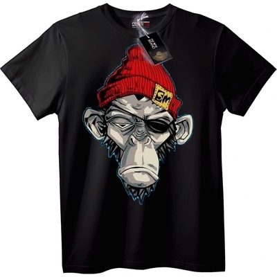 NOONEBRAND Тениска Градска Маймуна с Шапка - 2XL, Black