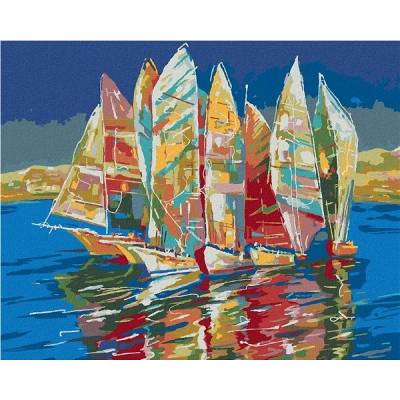 zuty Malování Podle Čísel Barevné Plachetnice 40 x 50 Cm Plátno Rám
