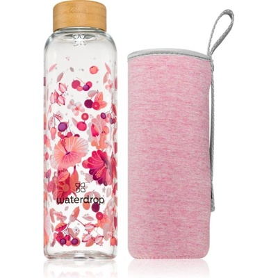 Waterdrop Glass Waterdrop Edition sklenená fľaša na vodu 600 ml + obal na fľašu