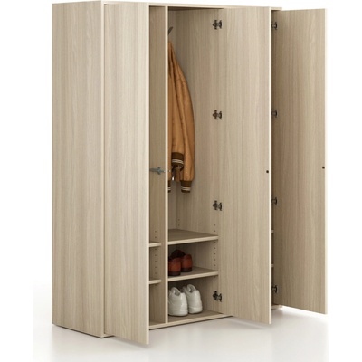 Frame, Šatníková skriňa 3 oddiely, 1299 x 450 x 1735 mm, zámok PUSH-lock, dub prírodný