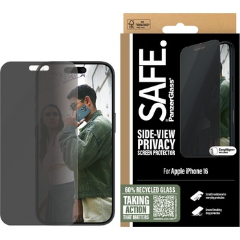 Image 1 of Panzer Стъклен протектор SAFE за iPhone 16, Privacy, Ultra-Wide Fit