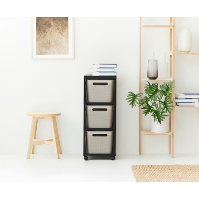Regál s úložnými boxy - ROTHO BRISEN, 3x16 l Barva: antracit