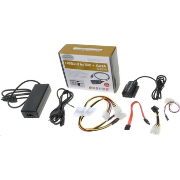 Oem PremiumCord USB 2.0 - IDE + SATA adapter s kabelem a přídavným zdrojem ku2ides