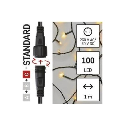 Emos 100 LED Standard záclona ​​1x2 m vonkajšia teplá biela časovač D1EW01