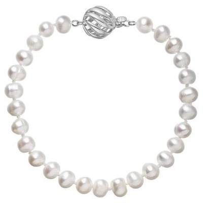 Pavona perlový náramek z říčních perel se zapínáním z bílého 14 karátového zlata 823001.1/9264B bílý
