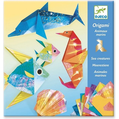 DJECO Комплект за оригами Djeco - Морски създания, с 24 металик хартии (DJ08755)