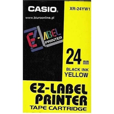Casio originál páska do tlačiarne štítkov, Casio, XR-24YW1, čierny tlač/žltý podklad, nelaminovaná, 8m, 24mm