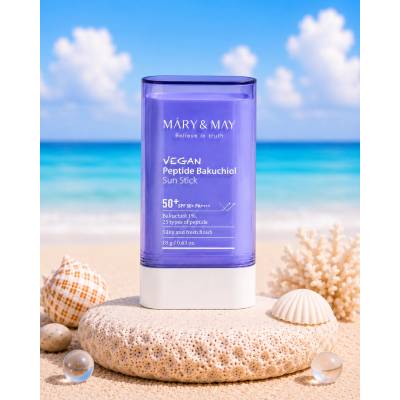 Mary&May Слънцезащитен стик за лице с бакучиол и пептиди 18гр. Mary&May Vegan Peptide Bakuchiol Sun Stick SPF50+ PA++++