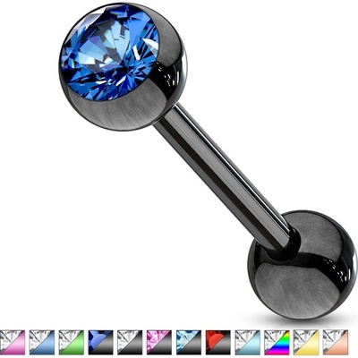 Šperky Eshop piercing do jazyka se zirkonem z anodizovaného titanu C8.11 černá červená