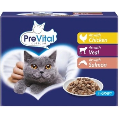 PreVital Cat Консерва пиле/телешко/сьомга в сос 12 x 100 г