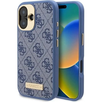 GUESS Калъф Guess 4G Logo Plate MagSafe iPhone 16 - син (3666339345327)