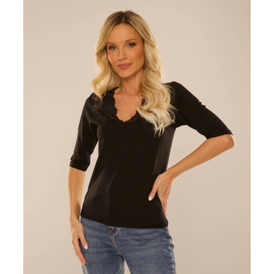 De Lafense Dámske tričko modal 858 Lottie 3/4 čierna