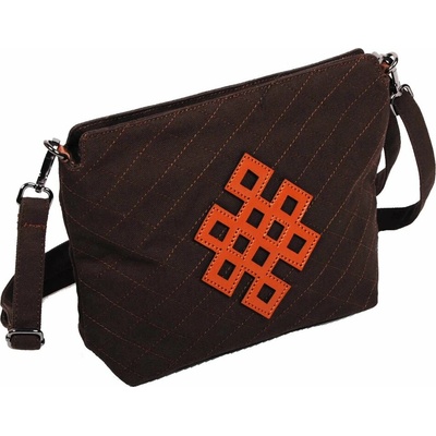 Tibetská kabelka crossbody Tharpa tmavohnedá