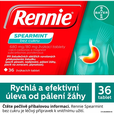 RENNIE SPEARMINT BEZ CUKRU POR 680MG/80MG TBL MND 36