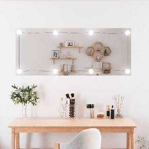 vidaXL Стенно огледало с LED лампи 40x100 см стъкло правоъгълно (3189154)