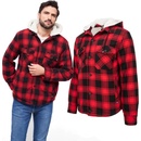 Brandit Lumberjacket bunda s kapucňou červeno-čierna