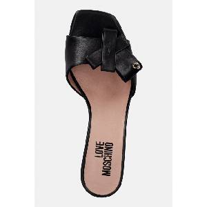 Love Moschino чехли с дебел ток дамски от кожа (JA28115G0OIE0000)