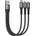 JOYROOM Универсален USB-A кабел с 2xLightning и USB-C конектори (15 см) - Joyroom 3-in-1 Fast Charging Cable 3.5A (черен) (S-01530G10)