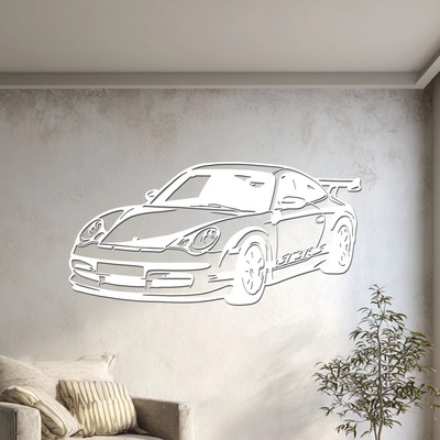 dřevo života Dřevěný obraz Porsche 911 GT3 RS Rozměry (cm): 80x39, Zvolte barvu dekoru: Bílá