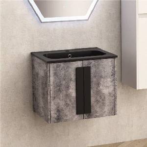 InterCeramic Конзолен шкаф за баня InterCeramic ICP 6451-4 с умивалник от смола - стенен модел, 61 см (ICP 6451-4)
