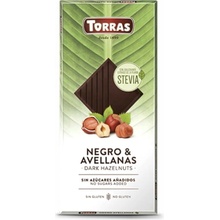 Torras Horká čokoláda so stéviou a lieskovými orieškami 125 g