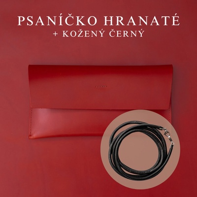 Wood Style psaníčko Hranaté Červené kožený Černý