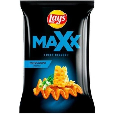 Lays Maxx Smažené bramborové lupínky s příchutí sýra a cibulky 120 g