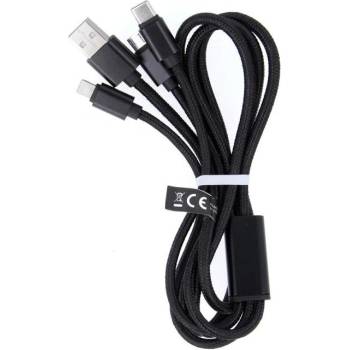 Maxlife Кабел Maxlife - 13050, USB-A/USB-C, Lightning, Micro USB, 1 m, черен (13050)