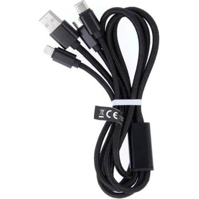 Maxlife Кабел Maxlife - 13050, USB-A/USB-C, Lightning, Micro USB, 1 m, черен (13050)