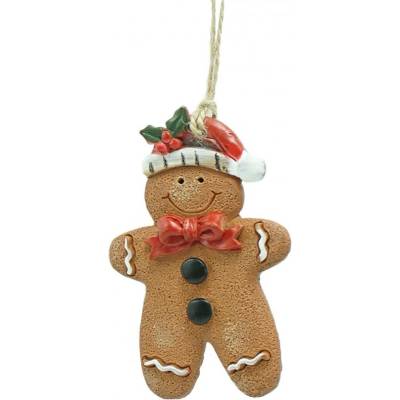 Clayre & Eef Hnědá vánoční ozdoba Perníček Gingerbread 6*1*8 cm