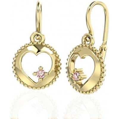 Couple srdíčkové dětské Orin žluté zlato s barevnými zirkony 6630682-0-0-78