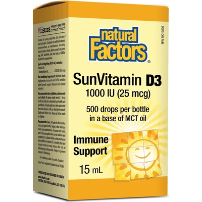 Natural Factors Vitamin D3, 1000 IU, 15 ml, Natural Factors