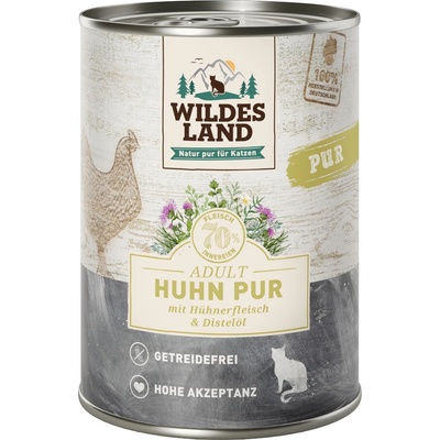 Wildes Land Adult Cat kuracie mäso PUR so svetlicovým olejom 6 x 400 g